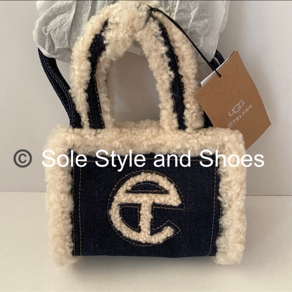 UGG x Telfar Small Shopper Tote in Dark Denim NWT 6.625" W x 4.75" H x 3.5" D